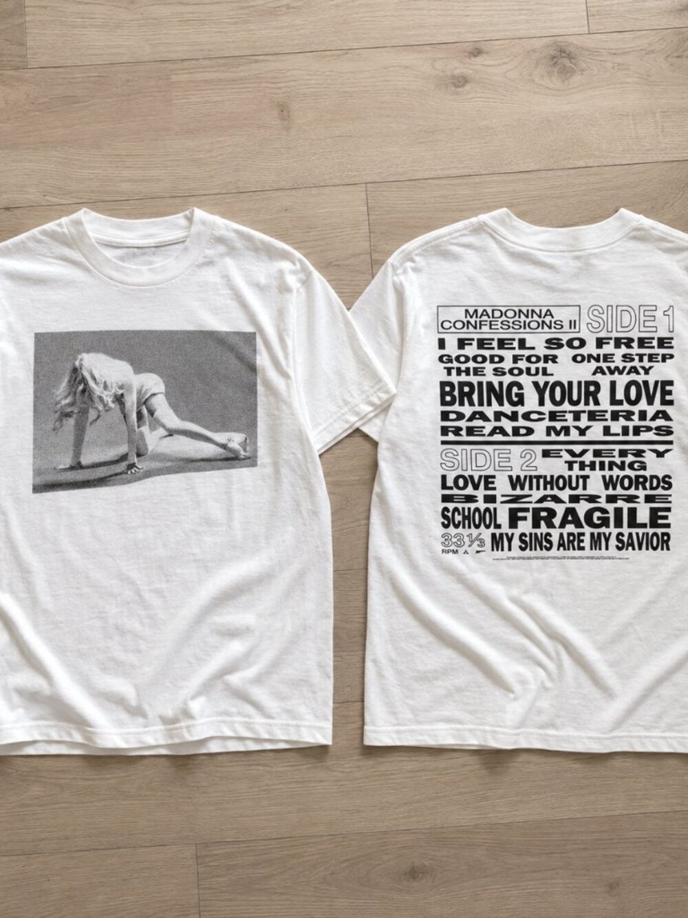 Madonna Confessions II LA Pop Up 2026 Double Sided White Graphic T-Shirt